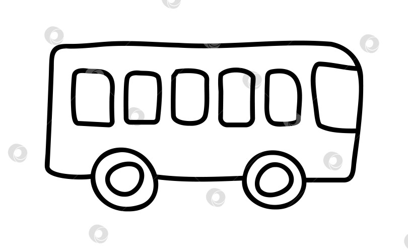 Скачать Вид со стороны автобуса в стиле каракулей. Выделите нарисованный общественный транспорт. Рисунок микроавтобуса. Векторная иллюстрация фотосток Ozero