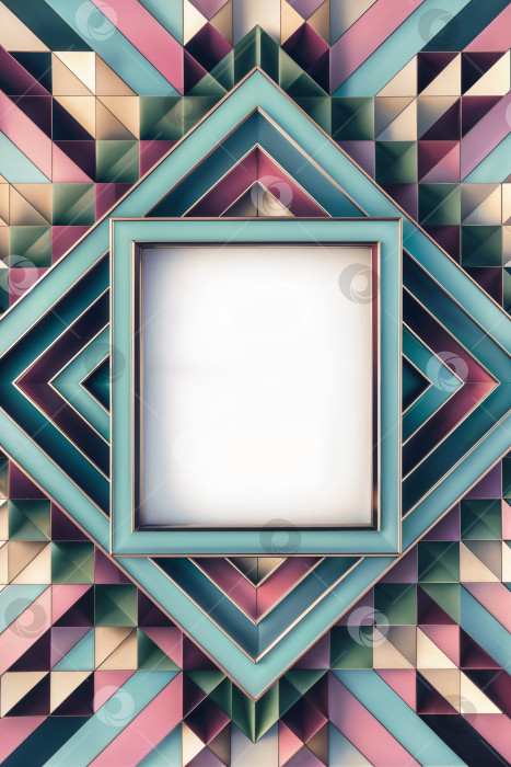 Скачать Абстрактный геометрический мозаичный фон, пустая рамка для вашего текста фотосток Ozero