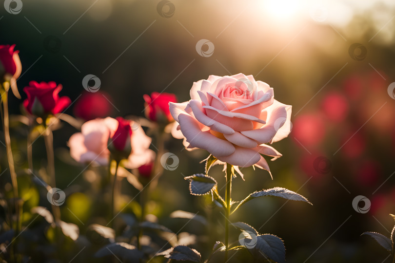 Скачать цветущие розовые розы в саду фотосток Ozero