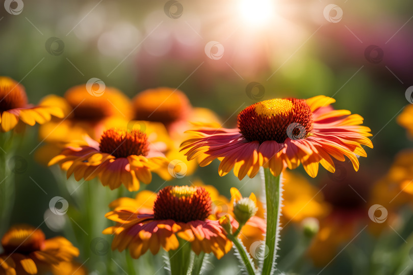 Скачать цветущий цветок гелениум в саду фотосток Ozero