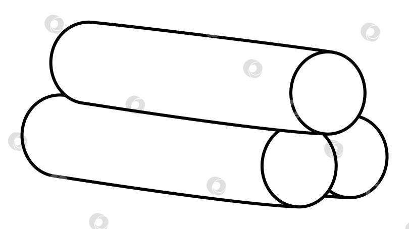 Скачать Черно-белый значок штабеля металлических труб. Иллюстрация или раскраска "Трубы в виде линий", изолированные на белом фоне фотосток Ozero